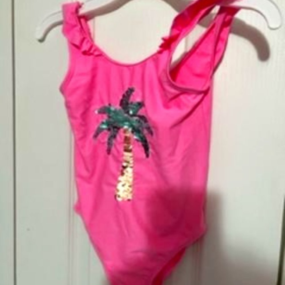 OshKosh Girls One Piece Swimsuit. Palm Tree Design Size 6/6X